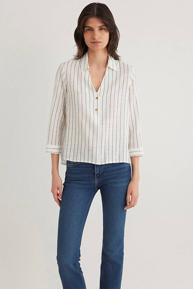 Mavi Kadın Düğme Detaylı Bluz 122400-87977 Gri 