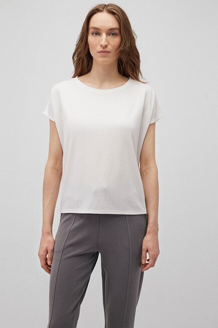 Mavi Kadın Kısa Kol Penye Tshırt 167245-25705 Kırık Beyaz (3)