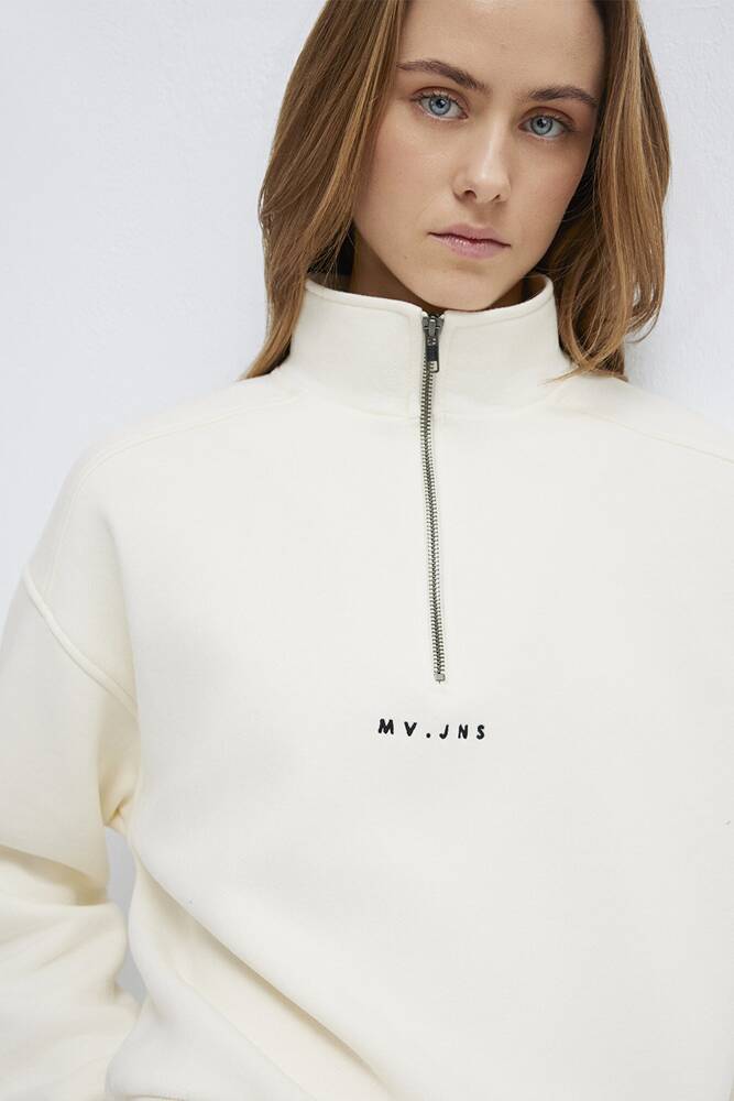 Mavi Kadın Logo Baskılı Sweat 1S10533-89145 Ekru 