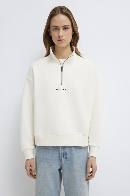 Mavi Kadın Logo Baskılı Sweat 1S10533-89145 Ekru (3)