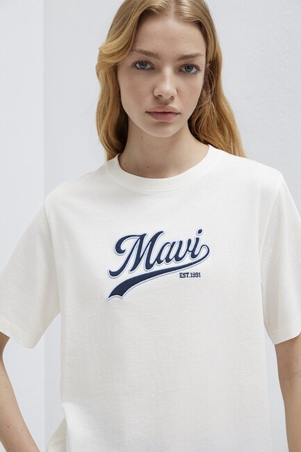 Mavi Kadın Logo Baskılı Tişört 1613565-80194 Beyaz (1)