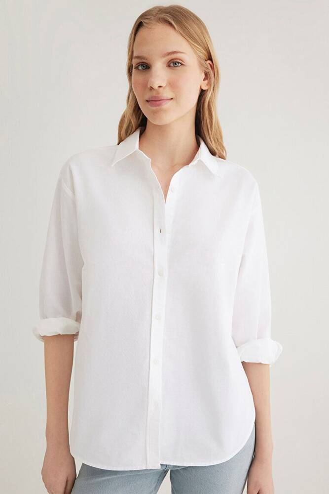 Mavi Kadın Uzun Kollu Gömlek 1211028-620 Beyaz 