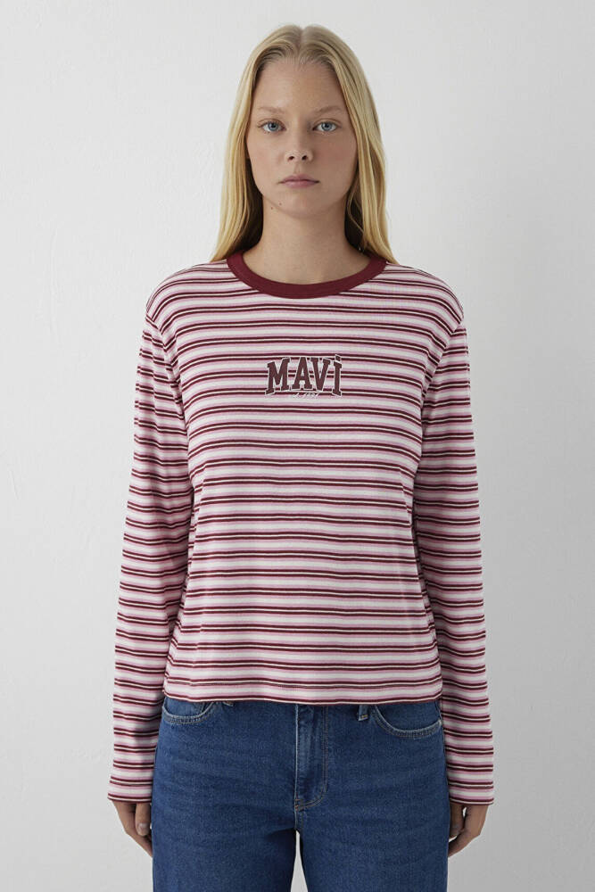 Mavi Kadın Uzun Kollu Logo Tişört 1620077-A6662 Pembe  - 3