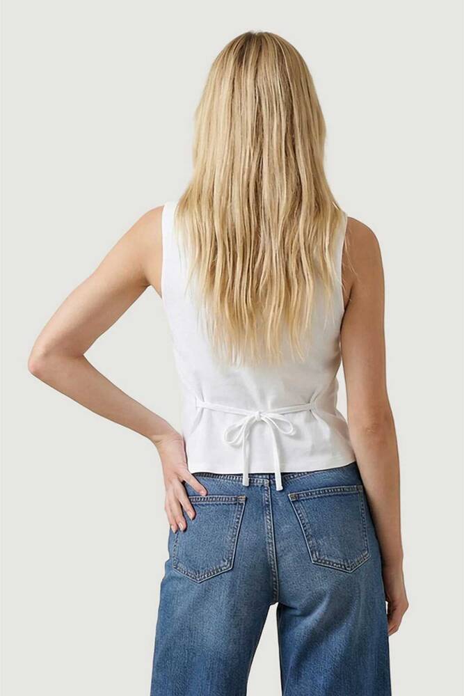 Only Kadın Lıta Linen Yelek 15370277 Beyaz 