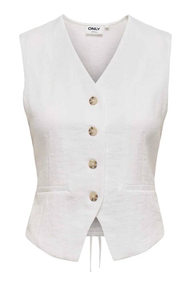 Only Kadın Lıta Linen Yelek 15370277 Beyaz 