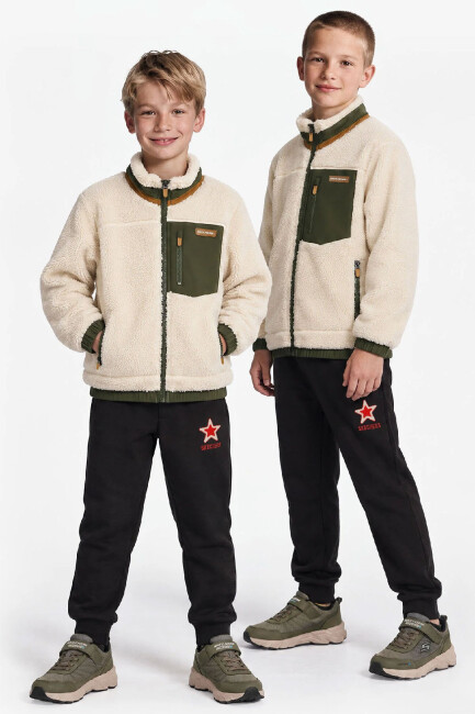 Skechers Erkek Çocuk Full Zip Pocket Ceket SK2620087-4339 Bej 