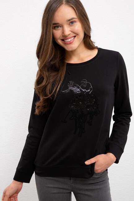 Us Polo Assn. Kadın Sweat 000-1070094 Siyah - Thumbnail