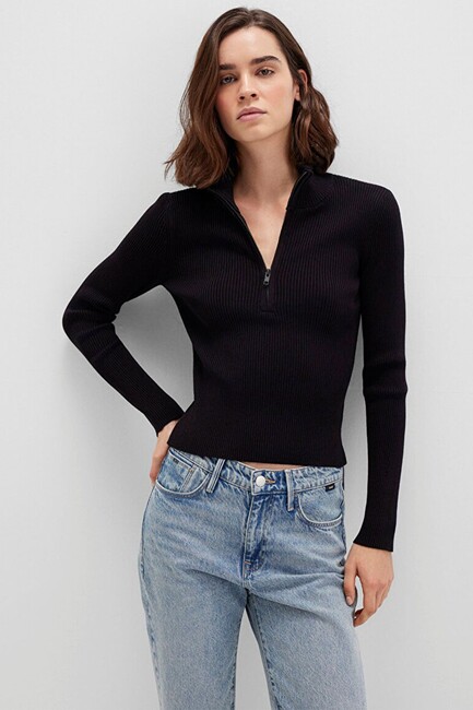 Yarım Fermuarlı Kazak 1710519-900 Siyah (2)