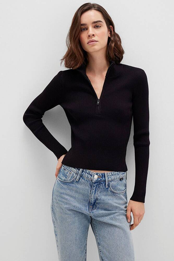 Yarım Fermuarlı Kazak 1710519-900 Siyah 