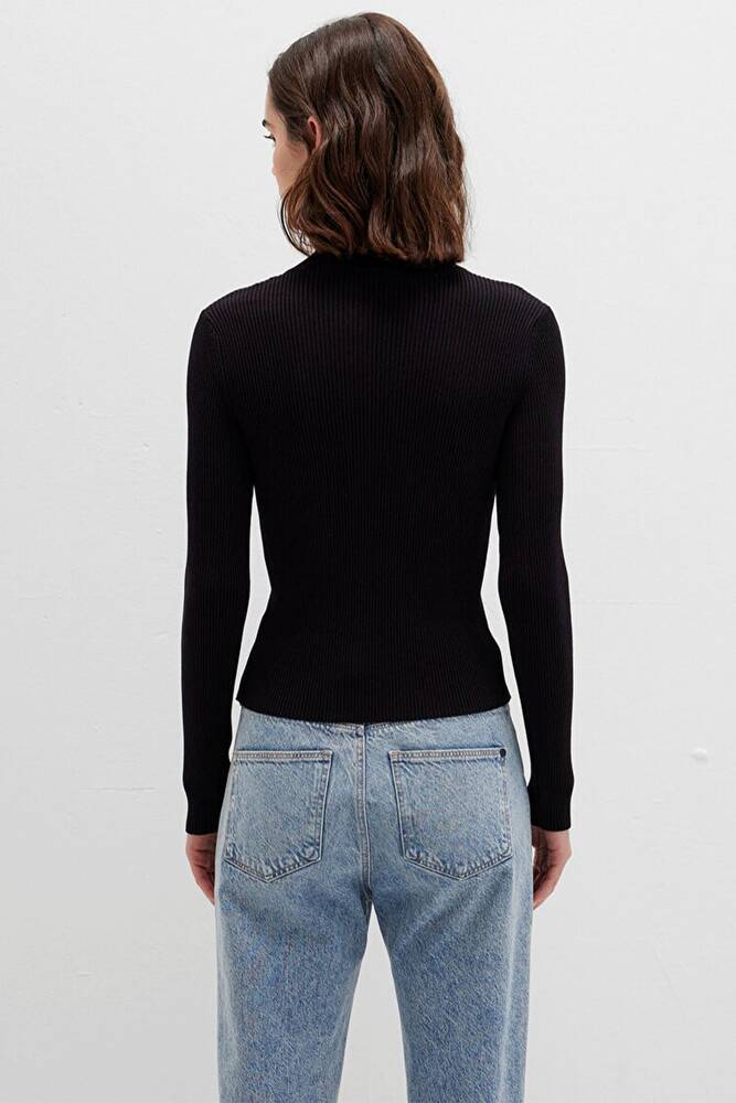 Yarım Fermuarlı Kazak 1710519-900 Siyah 